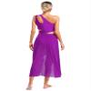 Winnrchan Womens Lyrical Dance Costume Flowy Mesh One Shoulder Dress Modern Contemporary Dance Costume Purple Small view 2