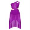 Winnrchan Womens Lyrical Dance Costume Flowy Mesh One Shoulder Dress Modern Contemporary Dance Costume Purple Small view 3