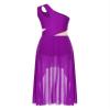 Winnrchan Womens Lyrical Dance Costume Flowy Mesh One Shoulder Dress Modern Contemporary Dance Costume Purple Small view 4