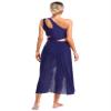 Winnrchan Womens Lyrical Dance Costume Flowy Mesh One Shoulder Dress Modern Contemporary Dance Costume NavyBlue XX-Large view 2