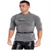 QinCiao Men's 3PCS Chain Mail Shirt Coif Medieval Knight Cowl Crusader Armor Copsplay Costume with Belt Gray X-Large view 4