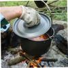 Camping Pot with Lid Outdoor Large Hanging Pot Picnic Camping Hot Pot Gray 4L Round Portable Lightweight Anti-rust Cookware Cooking Equipment for Self-driving Tour BBQ Picnic. view 3