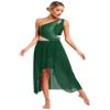 Winnrchan Womens Lyrical Dance Costume Flowy Mesh One Shoulder Dress Modern Contemporary Dance Costume Green Medium view 1