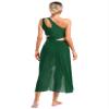 Winnrchan Womens Lyrical Dance Costume Flowy Mesh One Shoulder Dress Modern Contemporary Dance Costume Green Medium view 2