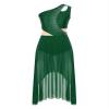 Winnrchan Womens Lyrical Dance Costume Flowy Mesh One Shoulder Dress Modern Contemporary Dance Costume Green Medium view 3