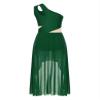 Winnrchan Womens Lyrical Dance Costume Flowy Mesh One Shoulder Dress Modern Contemporary Dance Costume Green Medium view 4