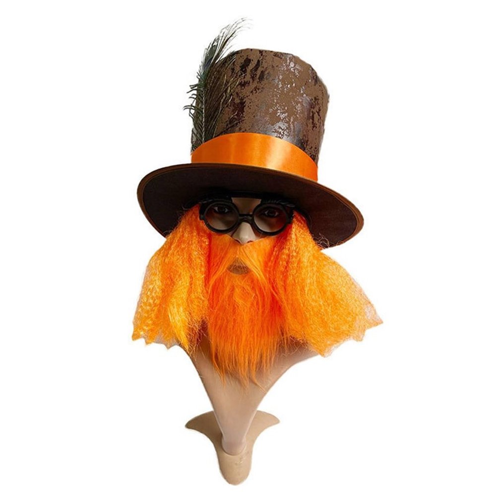 1set Adult Cosplay Top Caps with Beard Parties Cosplay Top Caps Halloween Carnivals Photography Cosplay Hat for Teen ADU