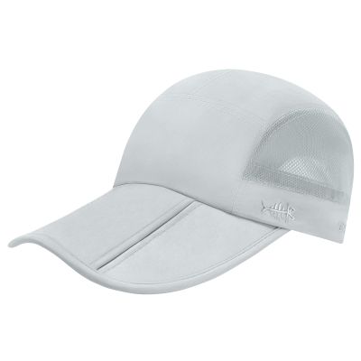 BASSDASH Folding Fishing Baseball Cap UPF 50+ Water Resistant Outdoor Portable Brim Hats for Women Men Hiking Adjustable Light Grey