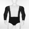 Winnrchan Men's Shiny Latin Ballet Dance Shirt Leotard Long Sleeve Ballroom Samba Salsa Performance Costume Black XX-Large view 3