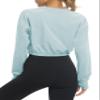 Bestisun Long Sleeve Workout Crop Tops Dance Gym Shirt Yoga Sports Clothes for Women Light Blue S view 4