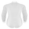 Winnrchan Men's Shiny Latin Ballet Dance Shirt Leotard Long Sleeve Ballroom Samba Salsa Performance Costume White Large view 2