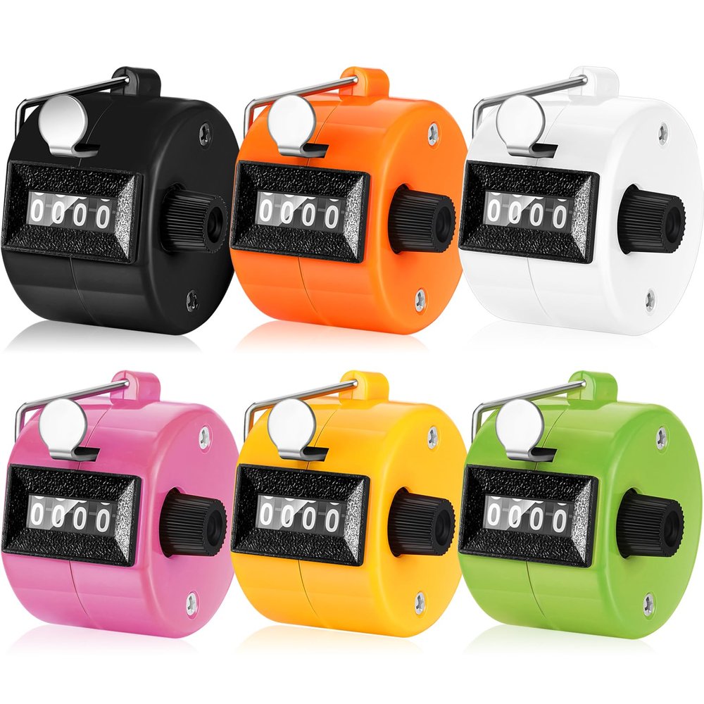 TOODOO 6 Pack Hand Tally Counter 4 Digit Mechanical Palm Clicker Plastic Hand Held Counter Clicker with Metal Finger Ring for School Golf Sports Events Office Stadium(Candy Color)