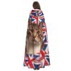 HCBPWVQA Unisex Full Length Halloween Hooded Cloak Cat British Flag Bunting Hooded Robe Witch Cape for Halloween Cosplay Costume view 4
