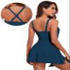Aleumdr One Piece Swimdress Swimsuits for Women Tummy Control Swim Dresses Skirt Bathing Suit Sail Blue Small view 4