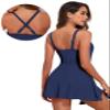 Aleumdr One Piece Swimdress Swimsuits for Women Tummy Control Swim Dresses Skirt Bathing Suit Dark Blue Medium view 4