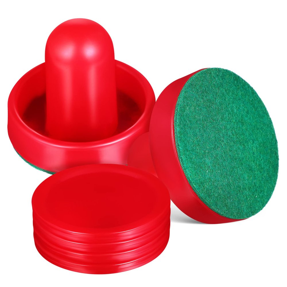 NAMOARLY Replacement Paddles for Air Hockey 60mm Red Pushers Velvet Pads 51mm Red