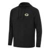 Antigua Men's Heather Black Green Bay Packers Spikes Quarter-Zip Pullover Hoodie view 1