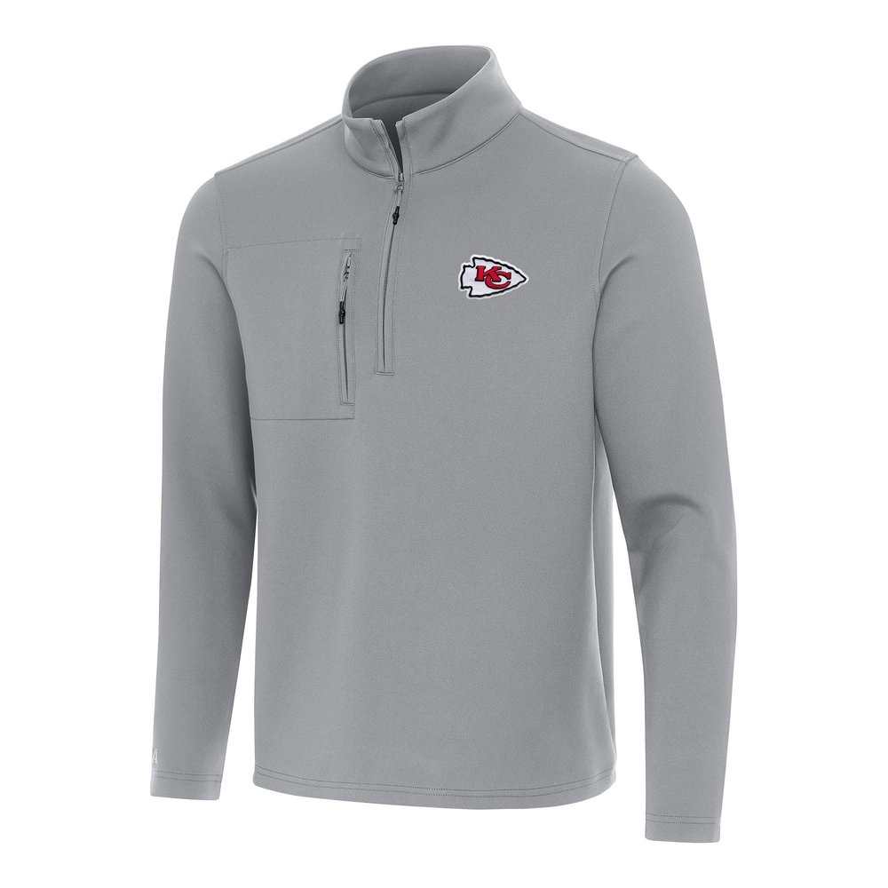 Antigua Men's Gray Kansas City Chiefs Insider Quarter-Zip Pullover Top