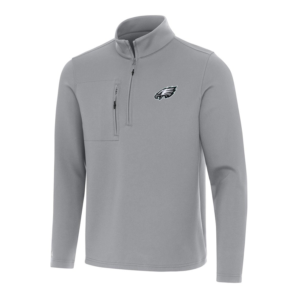 Antigua Men's Gray Philadelphia Eagles Insider Quarter-Zip Pullover Top