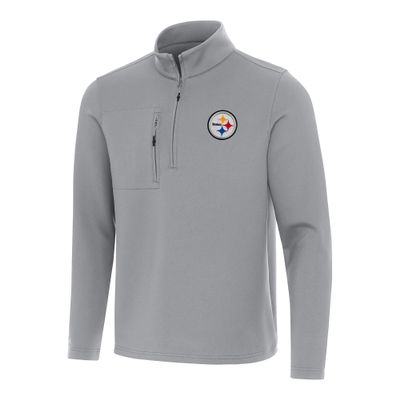 Antigua Men's Gray Pittsburgh Steelers Insider Quarter-Zip Pullover Top