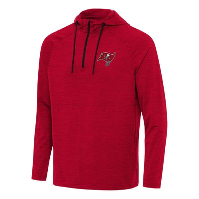 Antigua Men's Heather Red Tampa Bay Buccaneers Spikes Quarter-Zip Pullover Hoodie