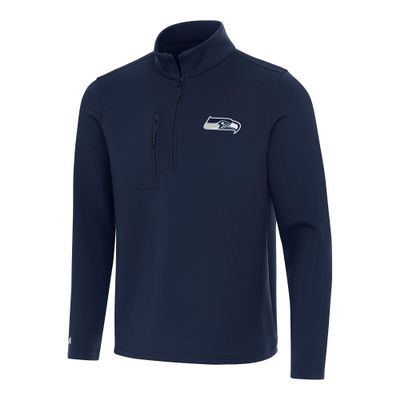 Antigua Men's College Navy Seattle Seahawks Insider Quarter-Zip Pullover Top