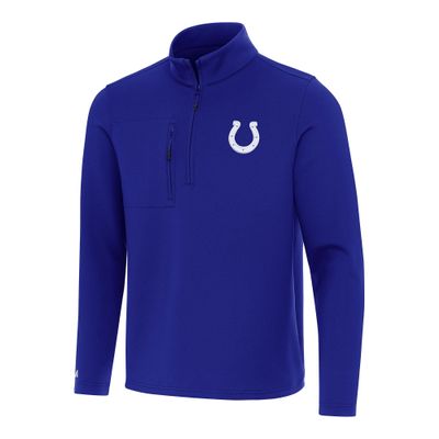 Antigua Men's Royal Indianapolis Colts Insider Quarter-Zip Pullover Top