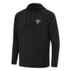 Antigua Men's Heather Black New Orleans Saints Spikes Quarter-Zip Pullover Hoodie view 1