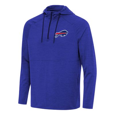 Antigua Men's Heather Royal Buffalo Bills Spikes Quarter-Zip Pullover Hoodie