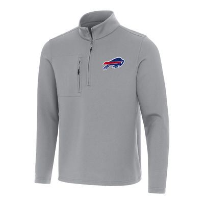 Antigua Men's Gray Buffalo Bills Insider Quarter-Zip Pullover Top