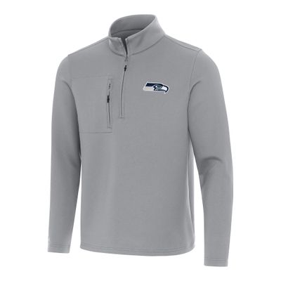 Antigua Men's Gray Seattle Seahawks Insider Quarter-Zip Pullover Top