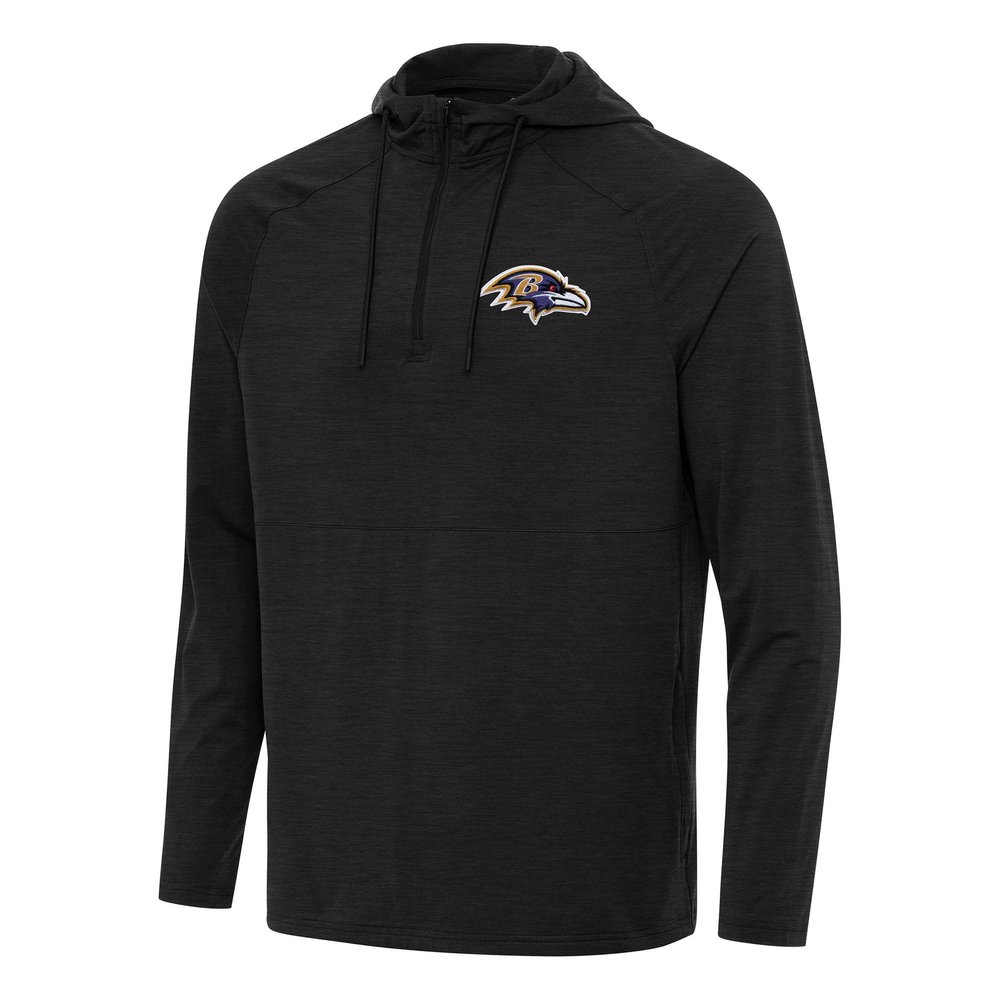 Antigua Men's Heather Black Baltimore Ravens Spikes Quarter-Zip Pullover Hoodie