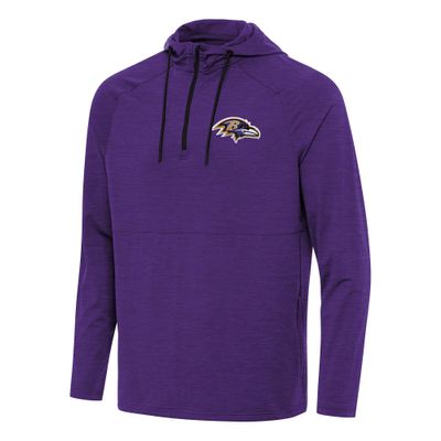 Antigua Men's Heather Purple Baltimore Ravens Spikes Quarter-Zip Pullover Hoodie