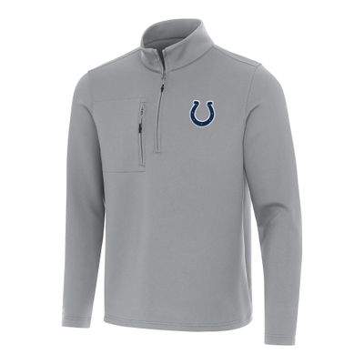 Antigua Men's Gray Indianapolis Colts Insider Quarter-Zip Pullover Top