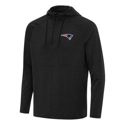 Antigua Men's Heather Black New England Patriots Spikes Quarter-Zip Pullover Hoodie