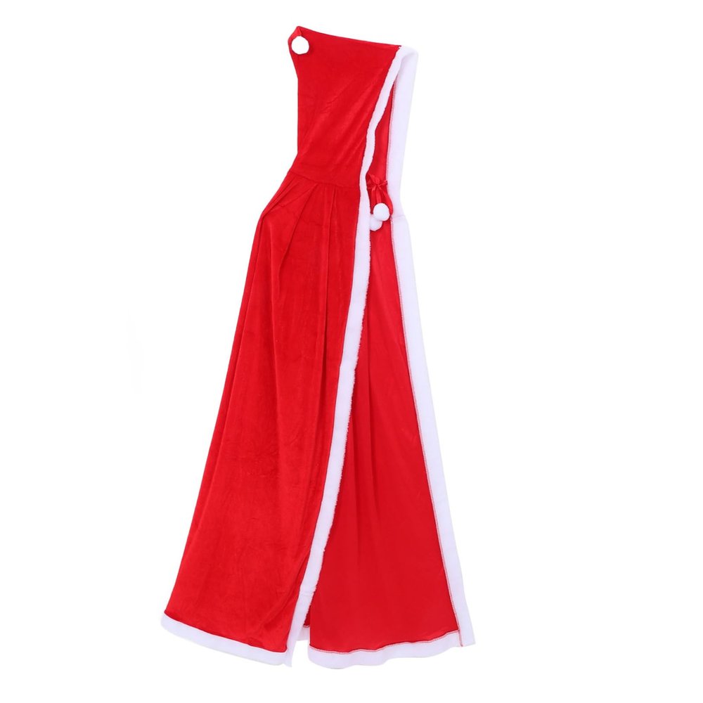 OATIPHO Christmas Cloak with Hood Adult Santa Cosplay Costume for Xmas Parties Hooded Cape for Festive Dress-up and Role Play Events Design Red