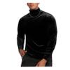 Men Stretch Slim Fit Lightweight Velvet Long Sleeve Solid Pullover Top Turtleneck T-Shirt Suede Base Shirt (Black,3X-Large) view 4