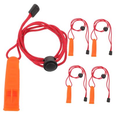 Parliky 5pcs High Pitch Plastic Whistles Lanyard for Referees Outdoor Sports Emergency and Survival Activities and Lightweight Camping Whistles