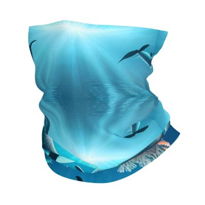 WBQLSL Universal scarf for head and neck, 20 * 10 inch multifunctional sports headband, cycling, climbing, off-road Whales under the sea pattern