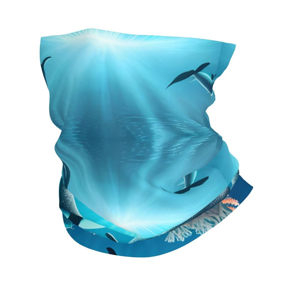 WBQLSL Universal scarf for head and neck, 20 * 10 inch multifunctional sports headband, cycling, climbing, off-road Whales under the sea pattern