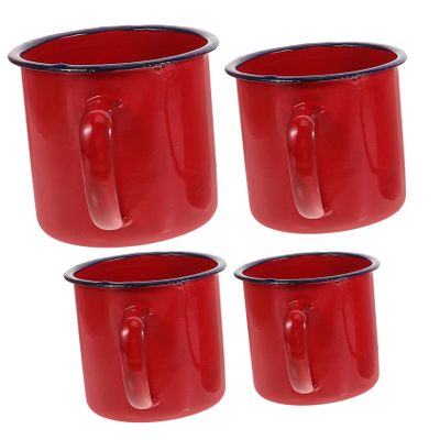SECFOU 4pcs Enamel Tea Jar Camping Mugs Insulated Yetti Drinking Cup for Home Office