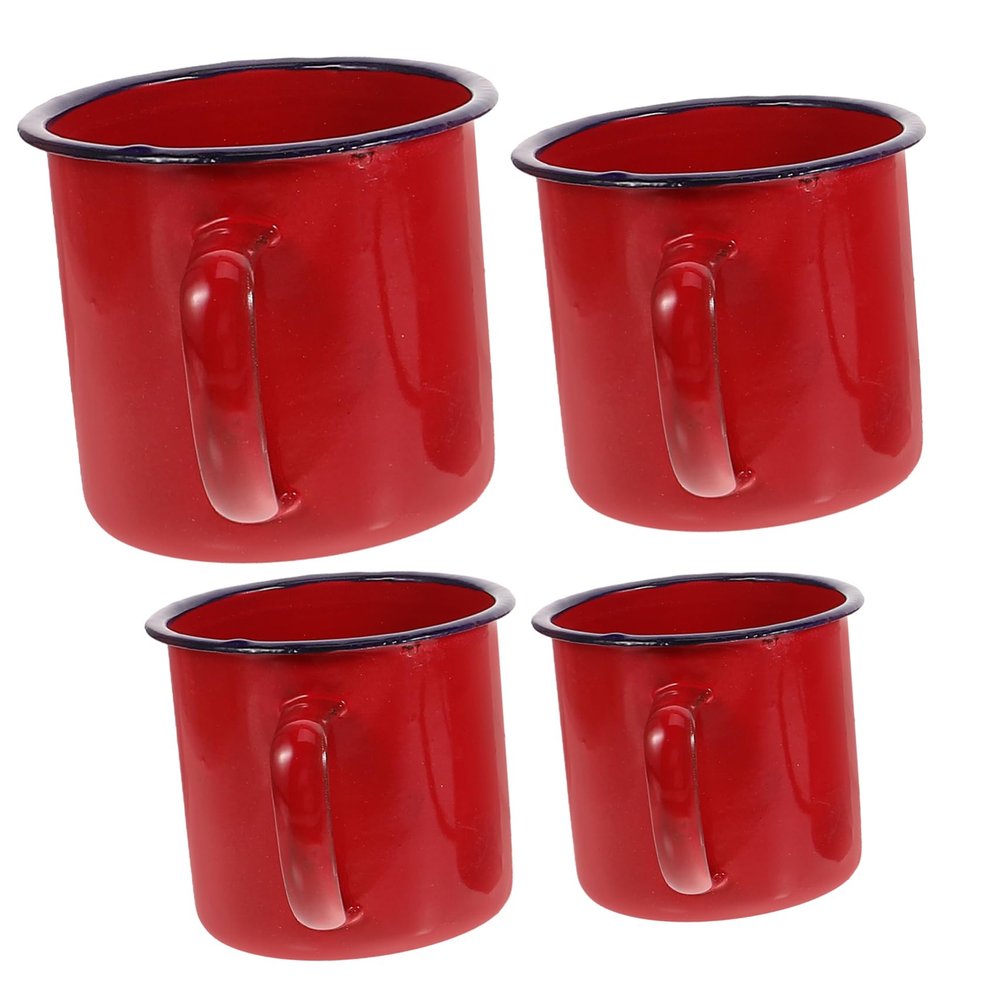 SECFOU 4pcs Enamel Tea Jar Camping Mugs Insulated Yetti Drinking Cup for Home Office