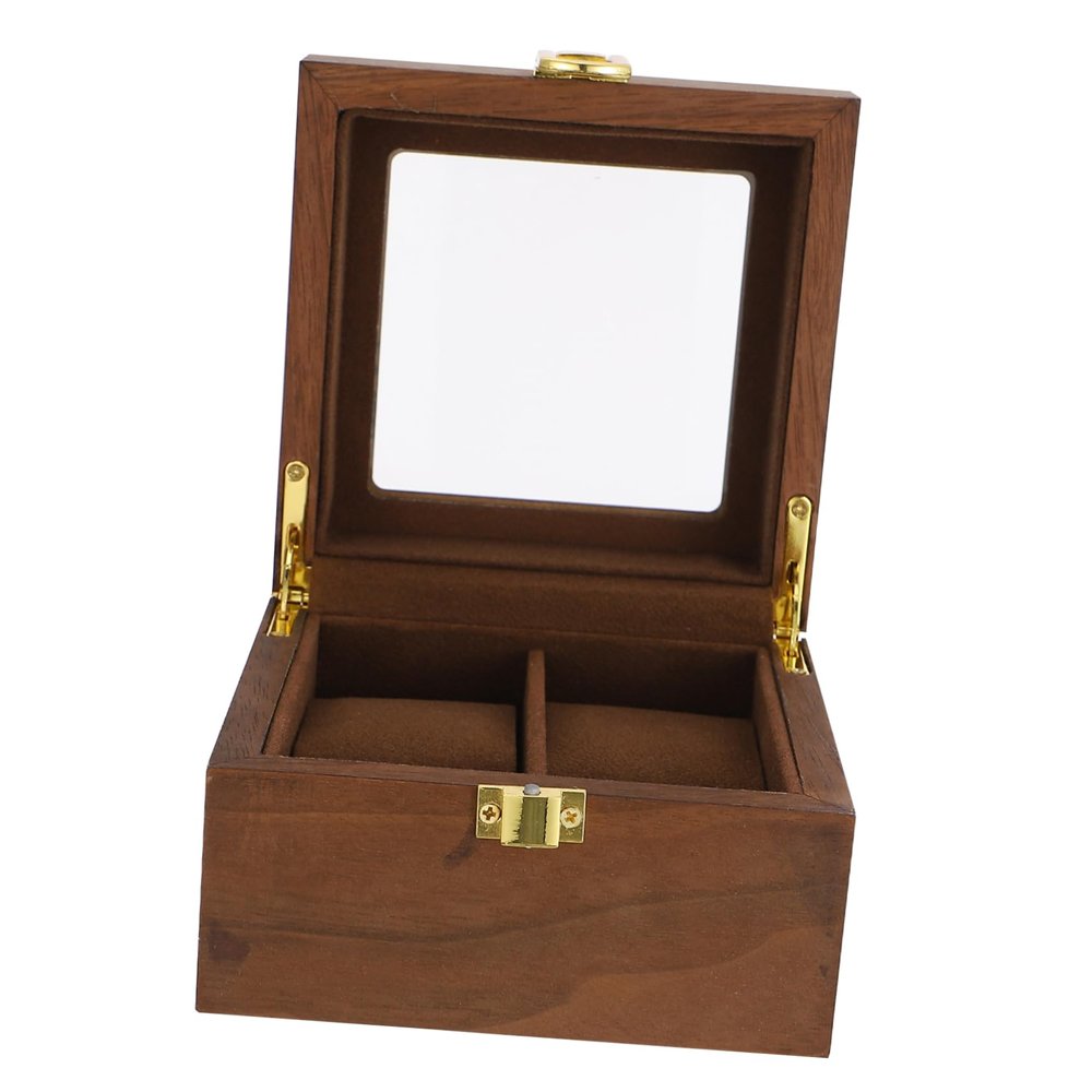 Yardenfun 2-slot Watch Organizer Box Vintage Watch Storage Case Elegant Lock Display for Home