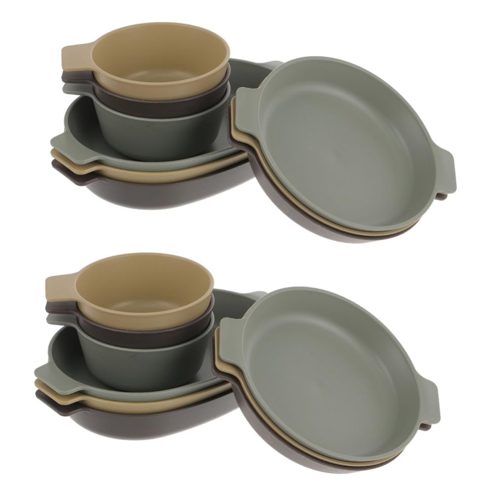 Sosoport 2sets Portable Picnic Dinnerware Outdoor Tableware Lightweight Plastic Bowl Kit