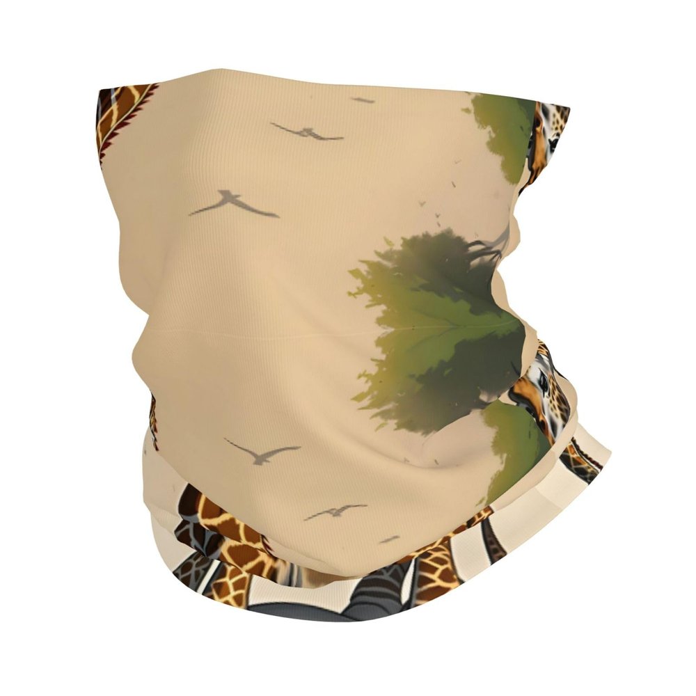 WBQLSL Universal scarf for head and neck, 20 * 10 inch multifunctional sports headband, cycling, climbing, off-road Mother and child giraffe pattern