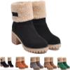 Gikleihwy Women's Mid Calf Snow Boots Warm Fur Lining Mid Calf Boots Anti Slip Rubber Booties Fashion Multiple Colors Winter Outdoor Boot(Black,7.5 US) view 1