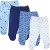 123 Bear 100% Cotton Baby Pants with Footies 100% Cotton Unisex Boys Girls (0-3 Months, 4-Pack Blue Pr) view 1