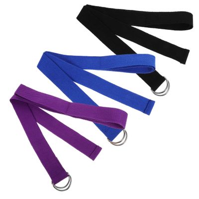 balacoo 3pcs Professional Yoga Strap with Adjustable Metal D-rings Durable Non-elastic Stretching Bands for Daily Use for Muscle Activation and Flexibility Black Purple Blue