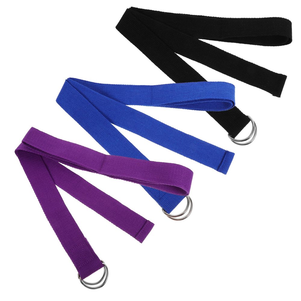 balacoo 3pcs Professional Yoga Strap with Adjustable Metal D-rings Durable Non-elastic Stretching Bands for Daily Use for Muscle Activation and Flexibility Black Purple Blue