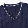 Boys Girls V Neck Knitted Sleeveless Pullover Sweater Vest Toddler Solid School Uniform Knit Sweaters (Navy, 5-6 Years) view 3